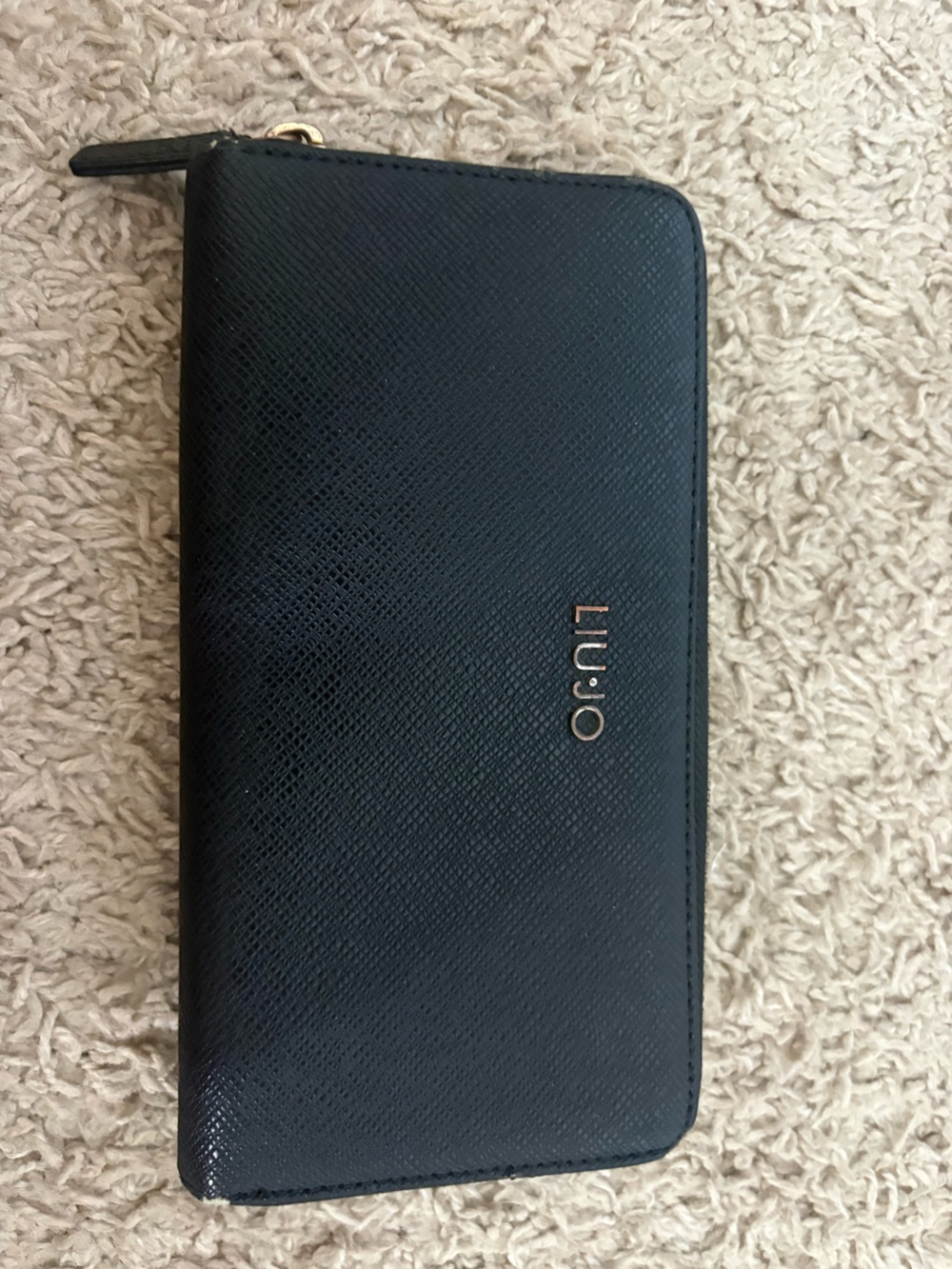 Liu Jo Black Saffiano Wallet with Gold Tone Logo